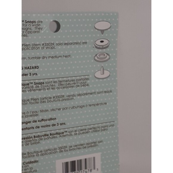 Babyville Boutique Snaps Size 20,  60 Sets pet Pkg, White, Sewing Crafts Infant - Picture 8 of 10